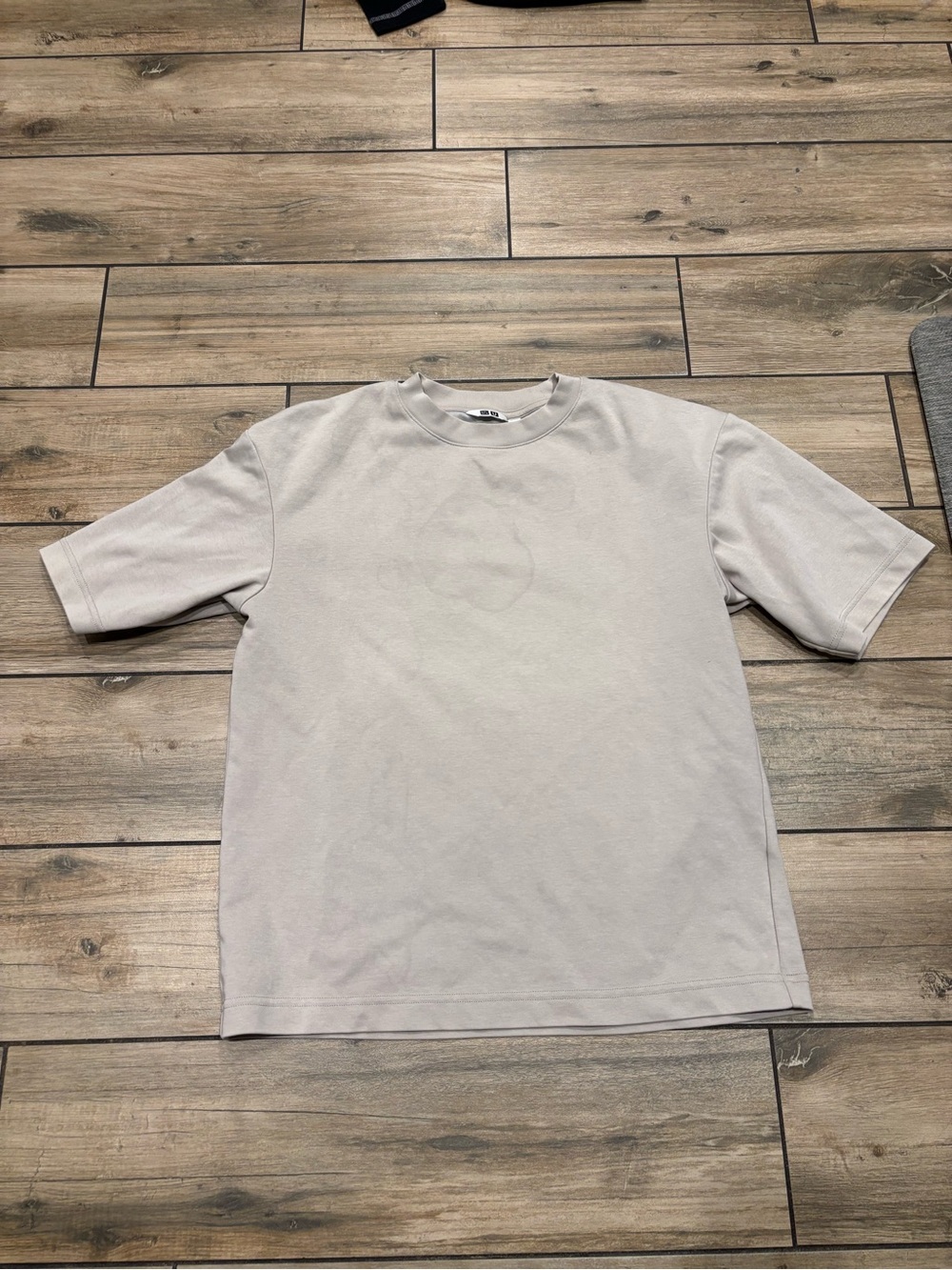 Uniqlo U Mens Small Light Grey Beige Heavyweight Oversized Crewneck T Shirt